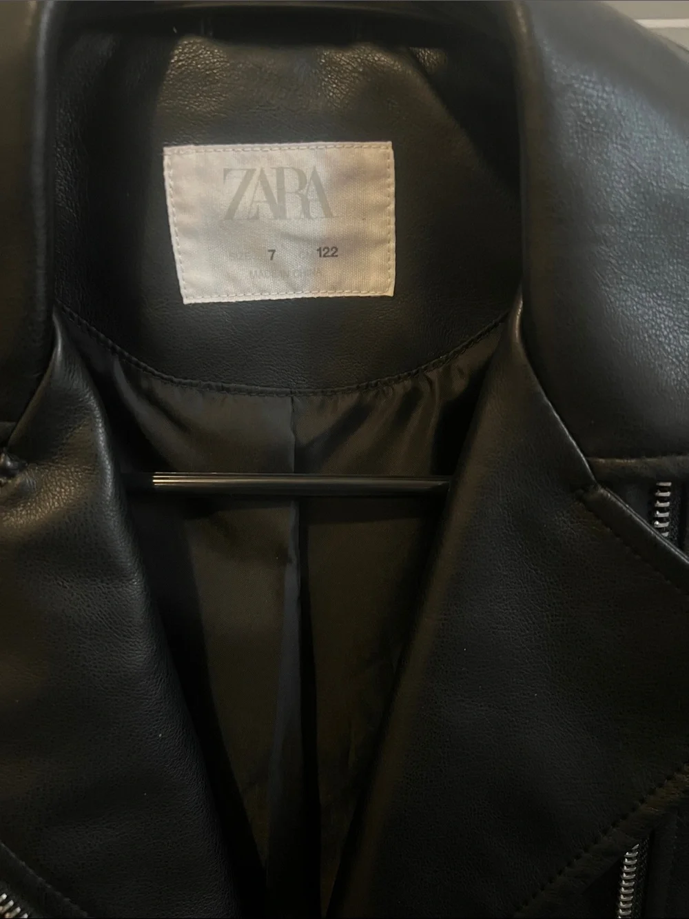 ZARA Black Faux Leather Biker Jacket with Silver Hardware